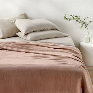 Casaluna - Full/Queen Rayon from Bamboo Matelasse Blanket Lig Clay